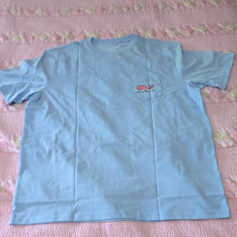Vineyard Vines Sky Blue Tee with Whale Emblem